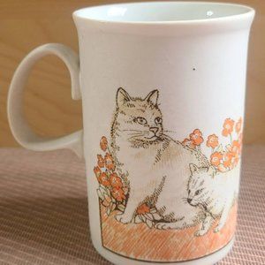 Vintage Dunoon  Cats and Kittens with Orange Flowers and Butterfly Scottish